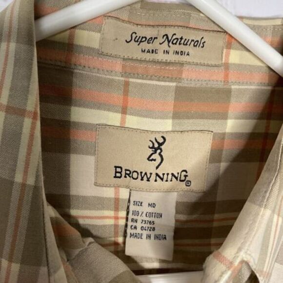 Vtg Browning Shooting Shirt Mens M Medium Green Button Down Short Sleeve Hunting - Picture 5 of 9